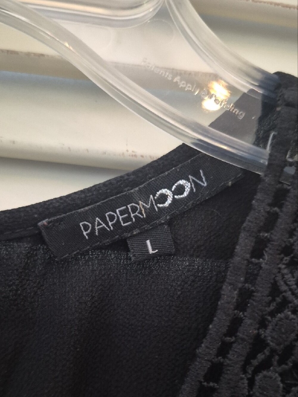 Papermoon Sleeveless Black Crochet-Trim Blouse - L - Picture 6 of 8